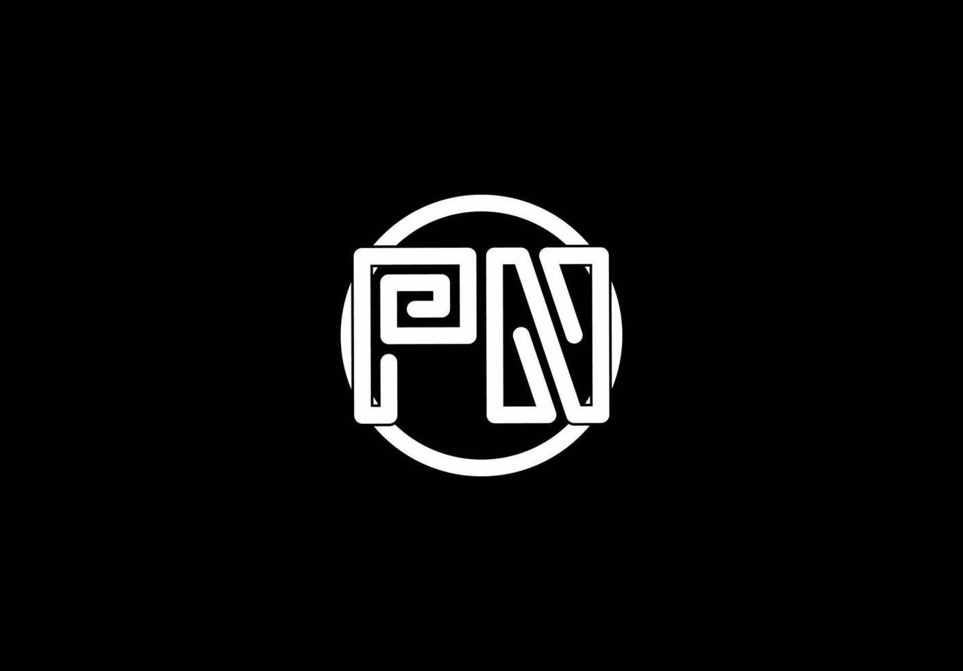 pn pn pn initiales lettre logo isolé sur fond noir vecteur