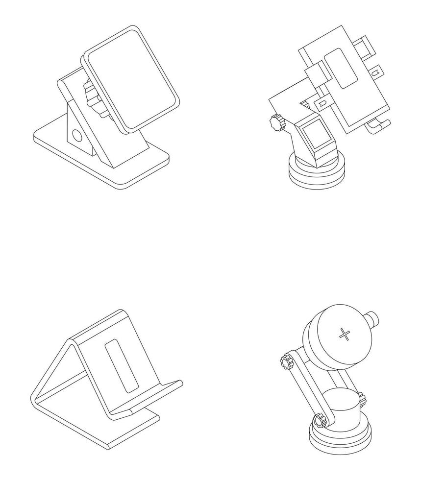 icônes de support de téléphone portable définies contour vectoriel