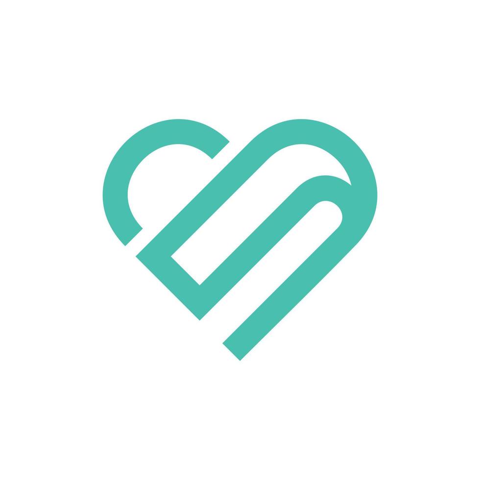 lettre s ligne d'amour logo simple moderne vecteur
