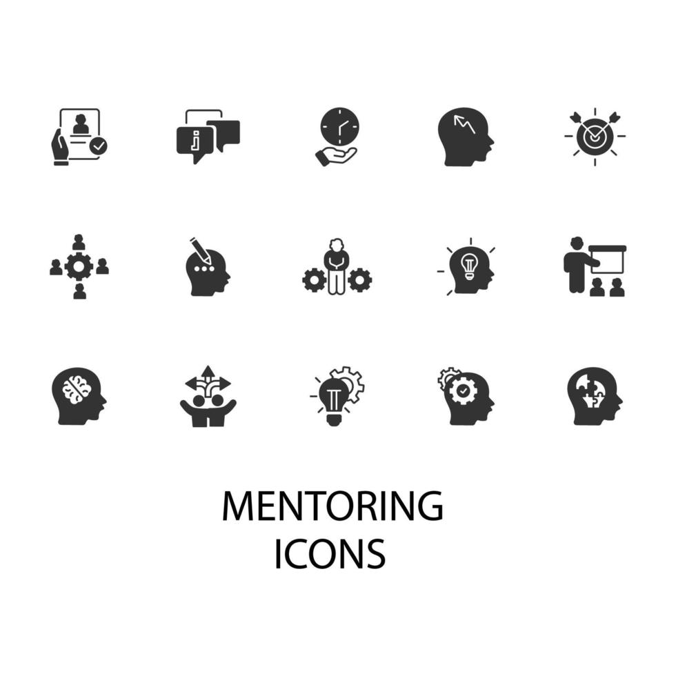 ensemble d'icônes de mentorat. éléments de vecteur de symbole de pack de mentorat pour le web infographique