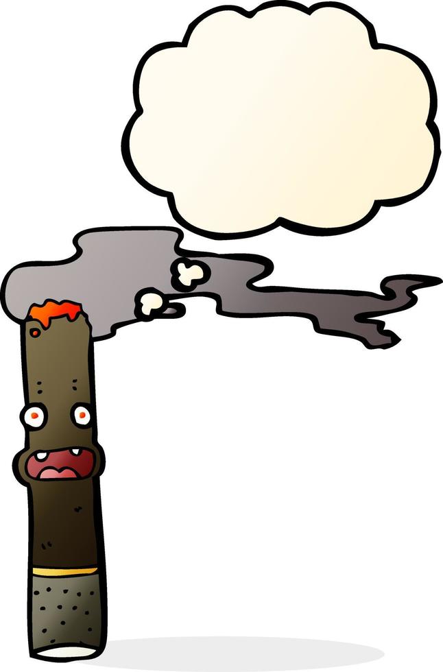 dessin animé cigare avec bulle de pensée vecteur