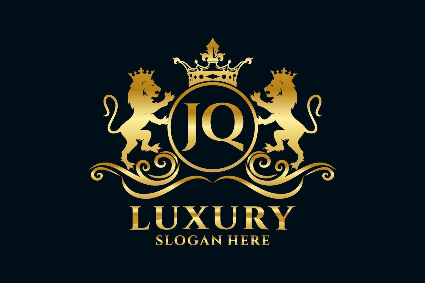modèle de logo de luxe royal de lion de lettre jq initial dans l'art vectoriel pour des projets de marque luxueux et d'autres illustrations vectorielles.