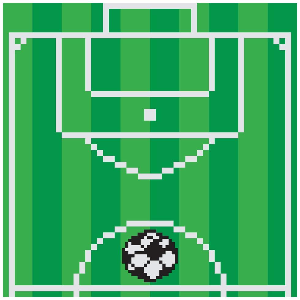 pixel art avec terrain de football vu d'en haut. vecteur