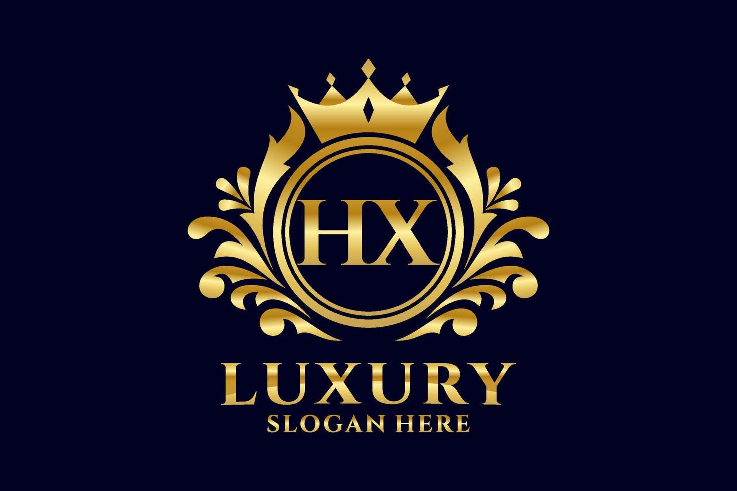 modèle de logo de luxe royal de lettre hx initiale dans l'art vectoriel pour des projets de marque luxueux et d'autres illustrations vectorielles.