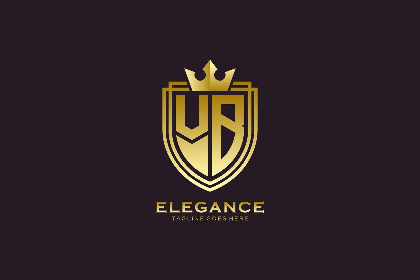 logo monogramme de luxe élégant initial vb ou modèle de badge avec volutes et couronne royale - parfait pour les projets de marque de luxe vecteur