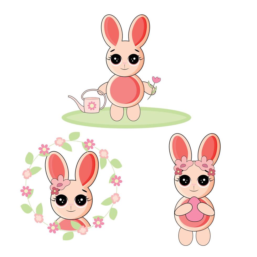 illustration vectorielle set design de personnages de style rabbit.doodle mignon vecteur