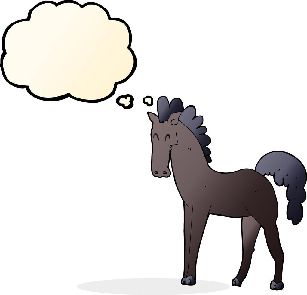 cheval de dessin animé avec bulle de pensée vecteur