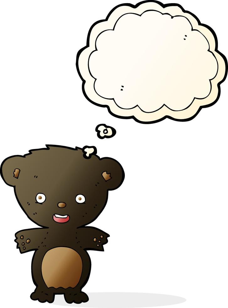 dessin animé ours noir avec bulle de pensée vecteur