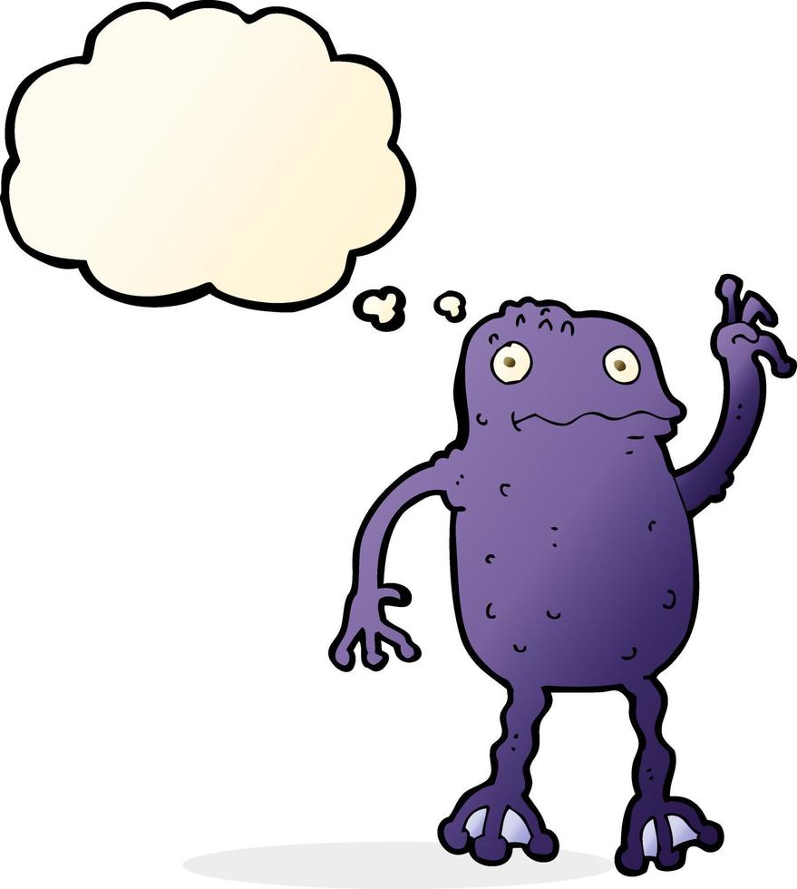 dessin animé grenouille vénéneuse avec bulle de pensée vecteur