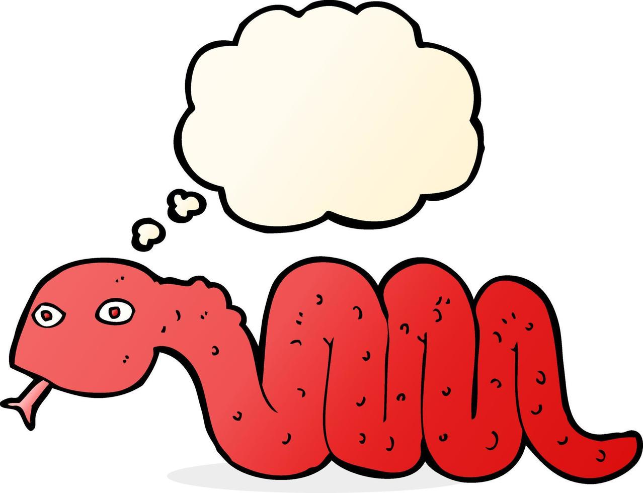 Funny cartoon serpent avec bulle de pensée vecteur