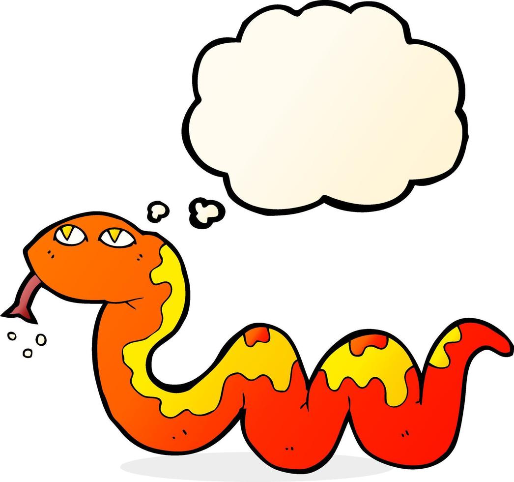 serpent de dessin animé avec bulle de pensée vecteur