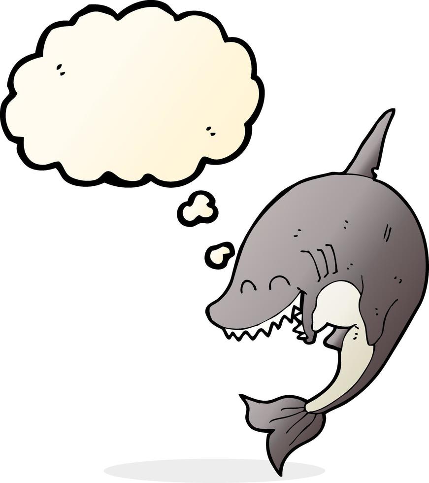 requin dessin animé avec bulle de pensée vecteur