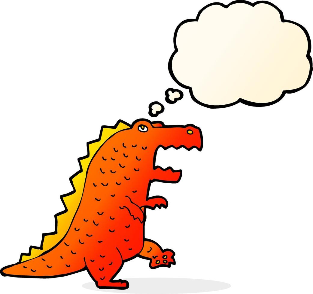 dinosaure dessin animé avec bulle de pensée vecteur