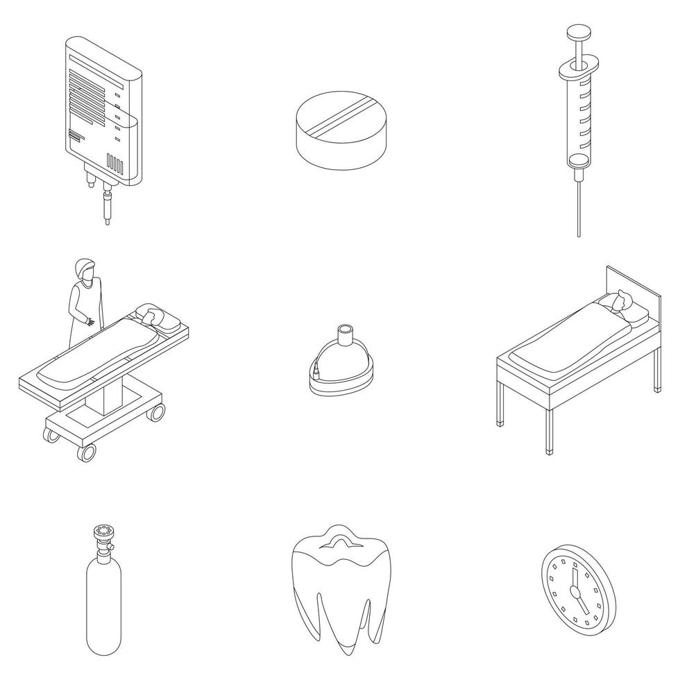 icônes d'anesthésie définissent le contour vectoriel