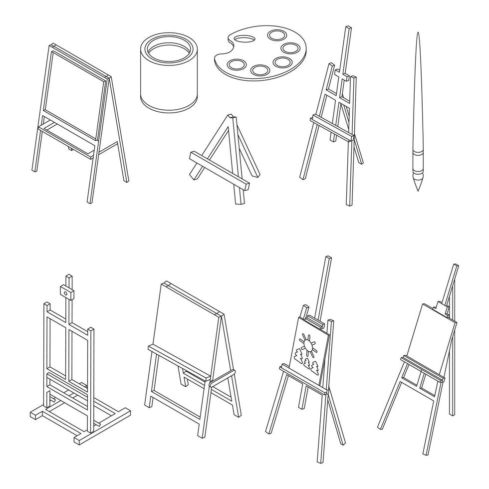 chevalet, icônes, ensemble, vecteur, contour vecteur