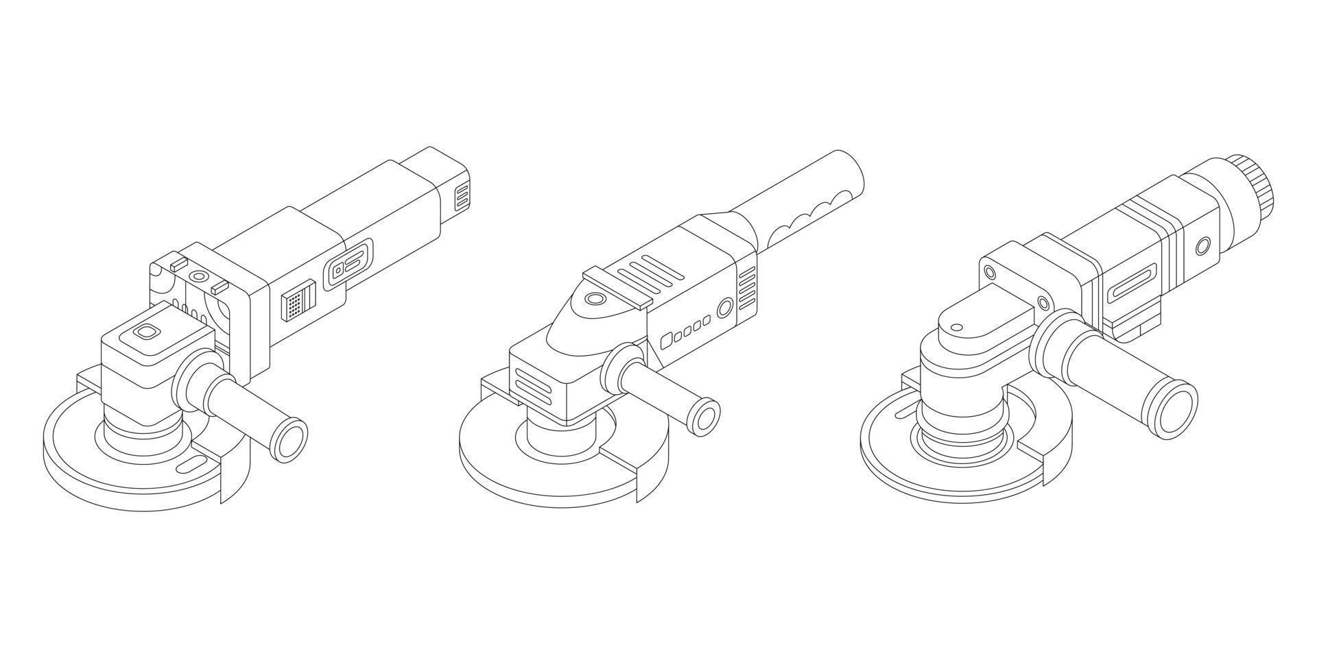 icônes de meuleuse d'angle définies contour vectoriel