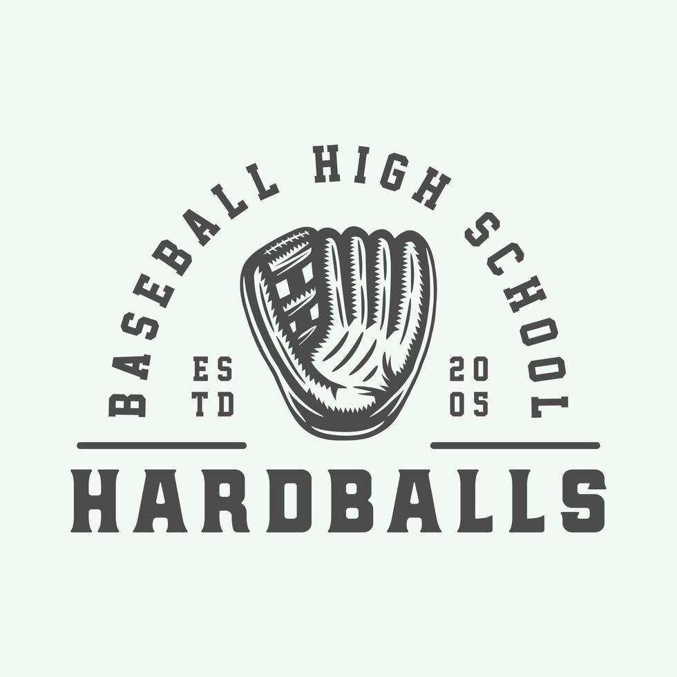 logo de sport de baseball vintage, emblème, insigne, marque, étiquette. vecteur d'illustration d'art graphique monochrome