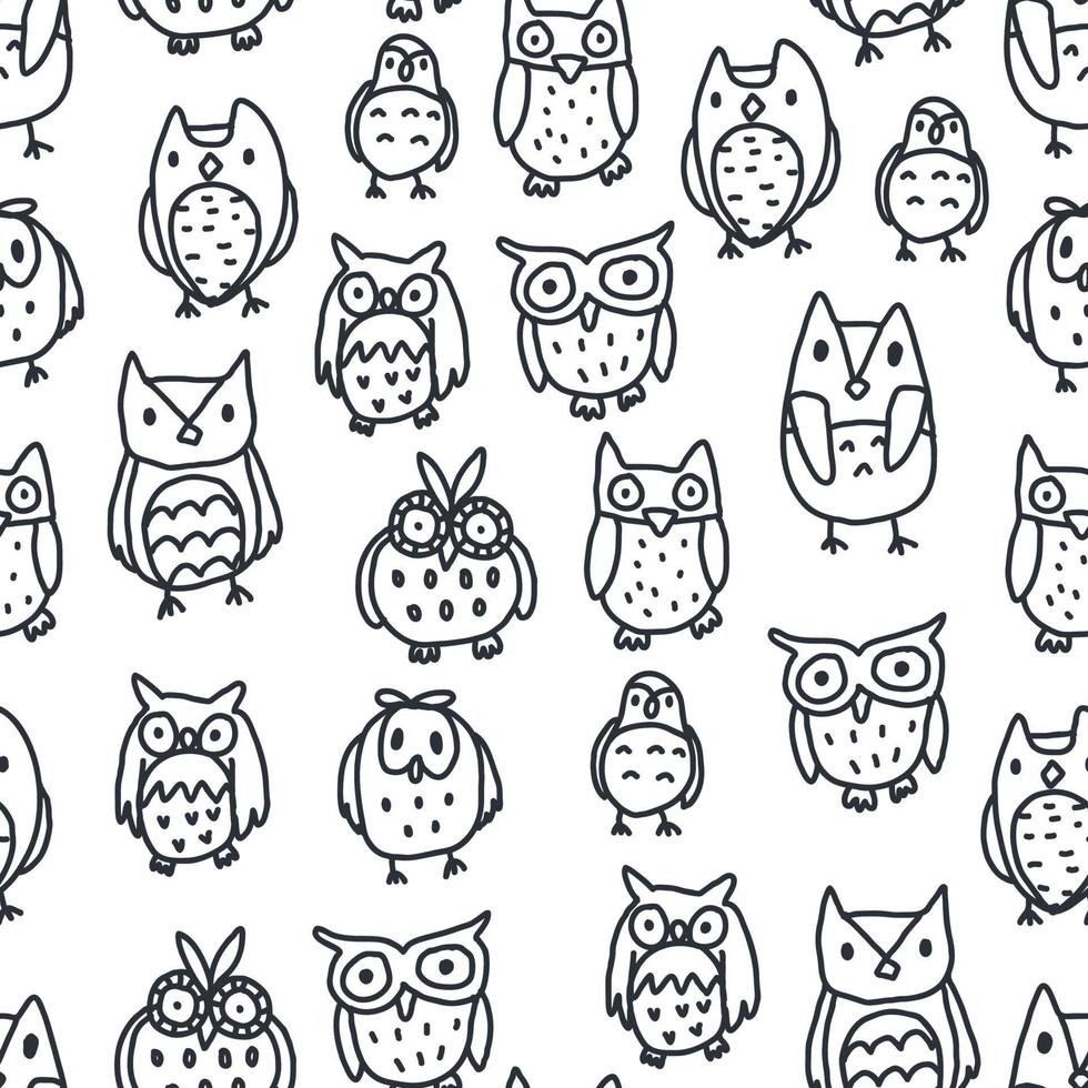 motif de hibou noir et blanc vecteur