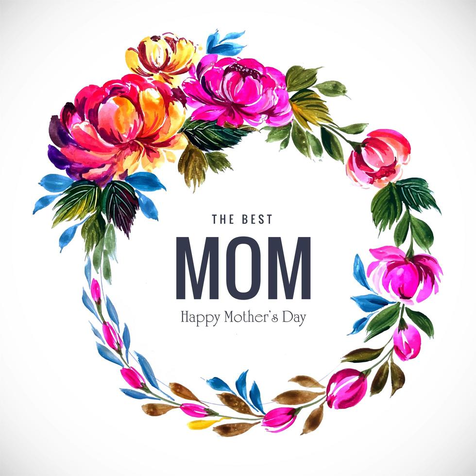 cadre floral fête des mères avec des feuilles multicolores vecteur