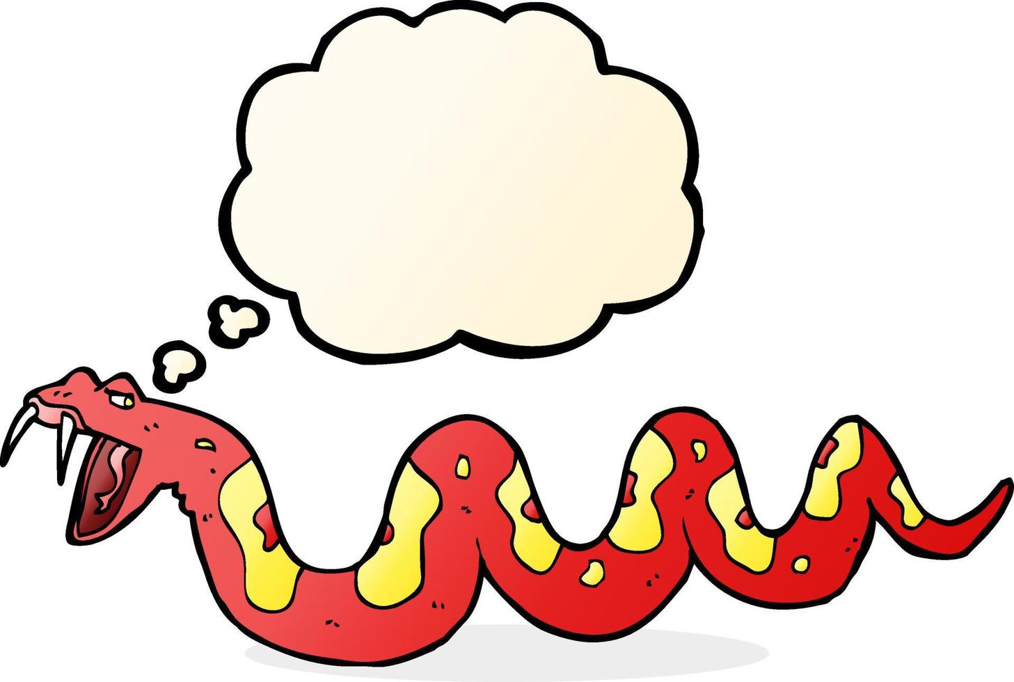 dessin animé serpent venimeux avec bulle de pensée vecteur
