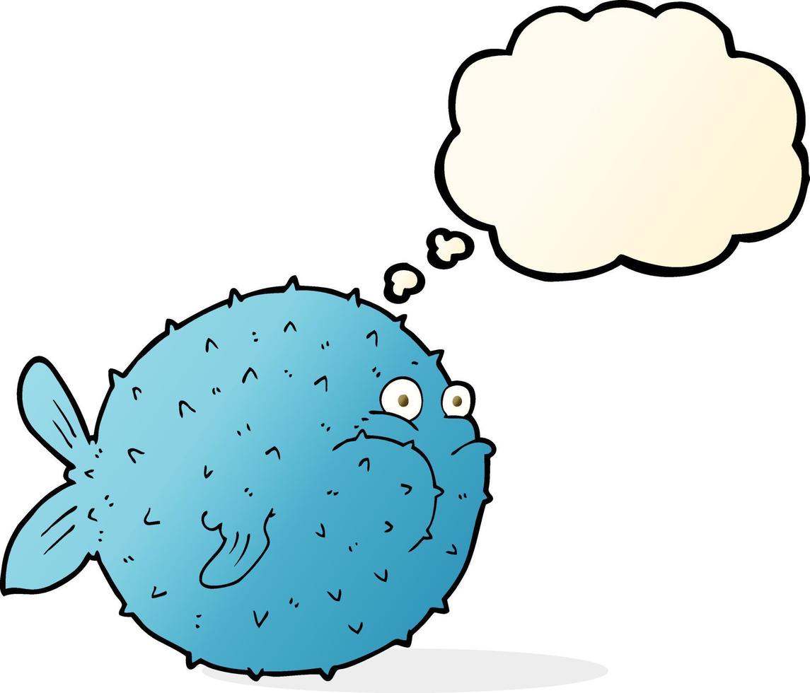 poisson-globe de dessin animé avec bulle de pensée vecteur