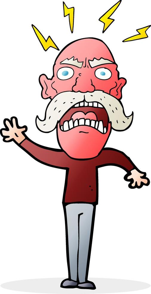 dessin animé vieil homme furieux vecteur