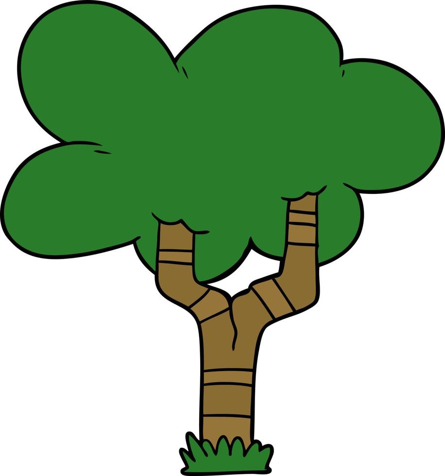 arbre de dessin animé de style plat couleur vecteur