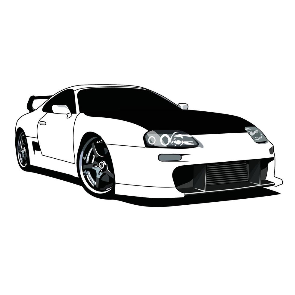 conception de vecteur noir et blanc de voiture de course supra