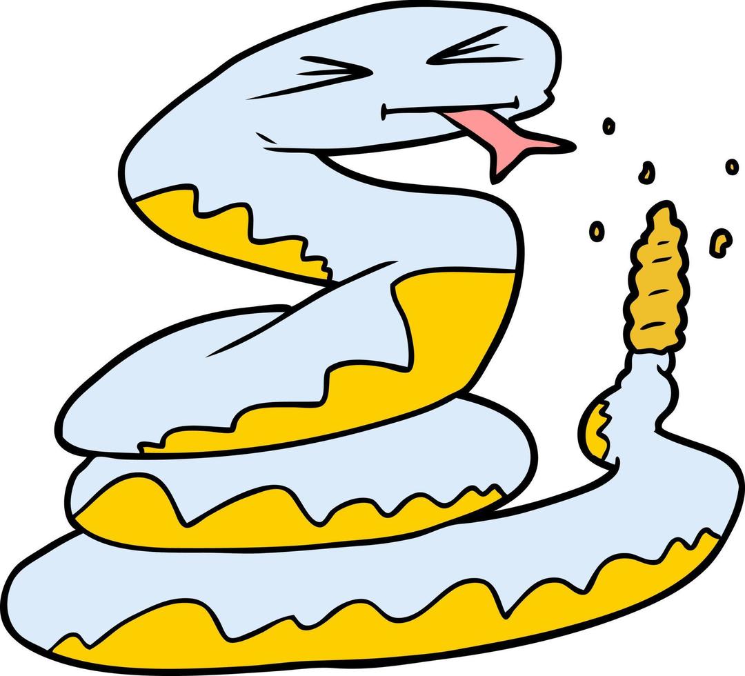 serpent à sonnette de dessin animé de style plat couleur vecteur