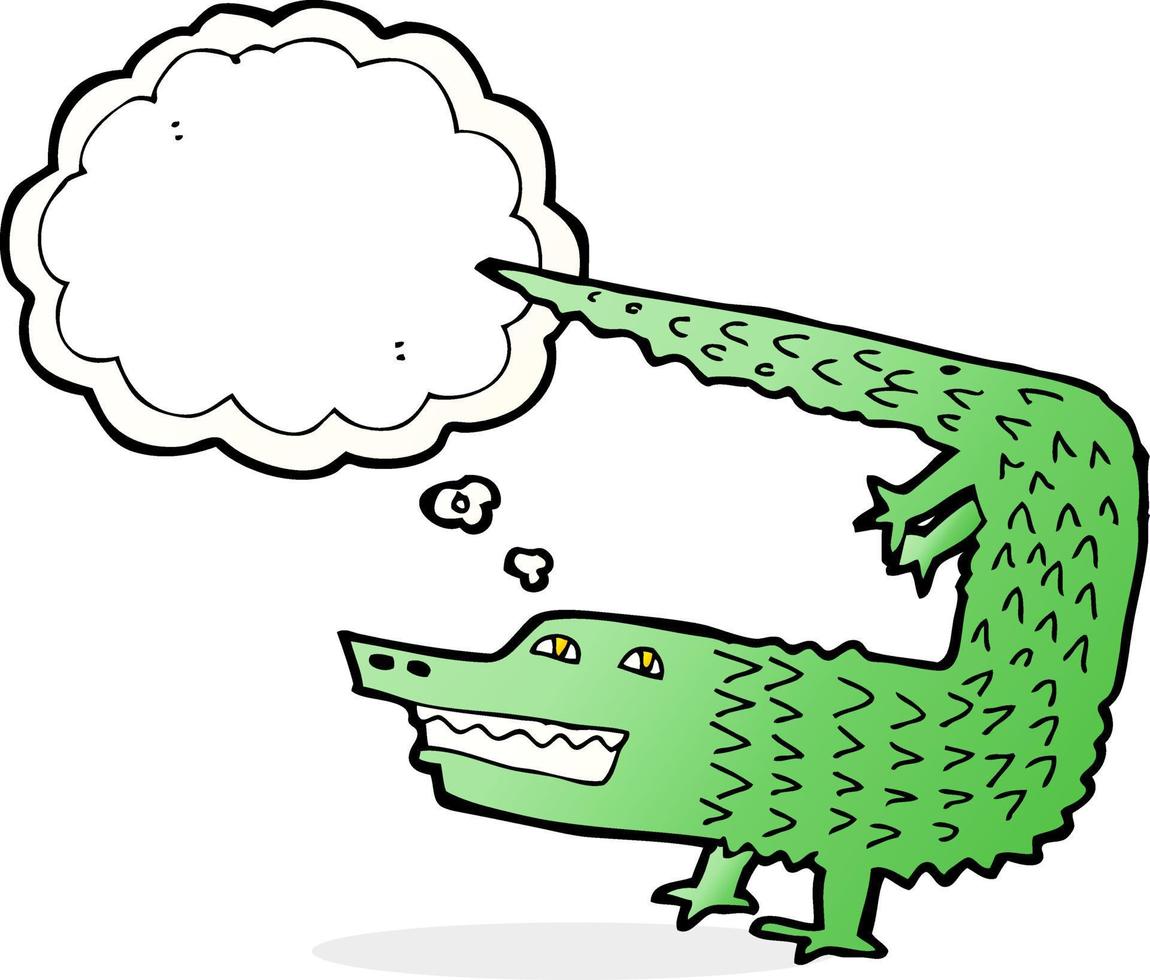 crocodile de dessin animé avec bulle de pensée vecteur