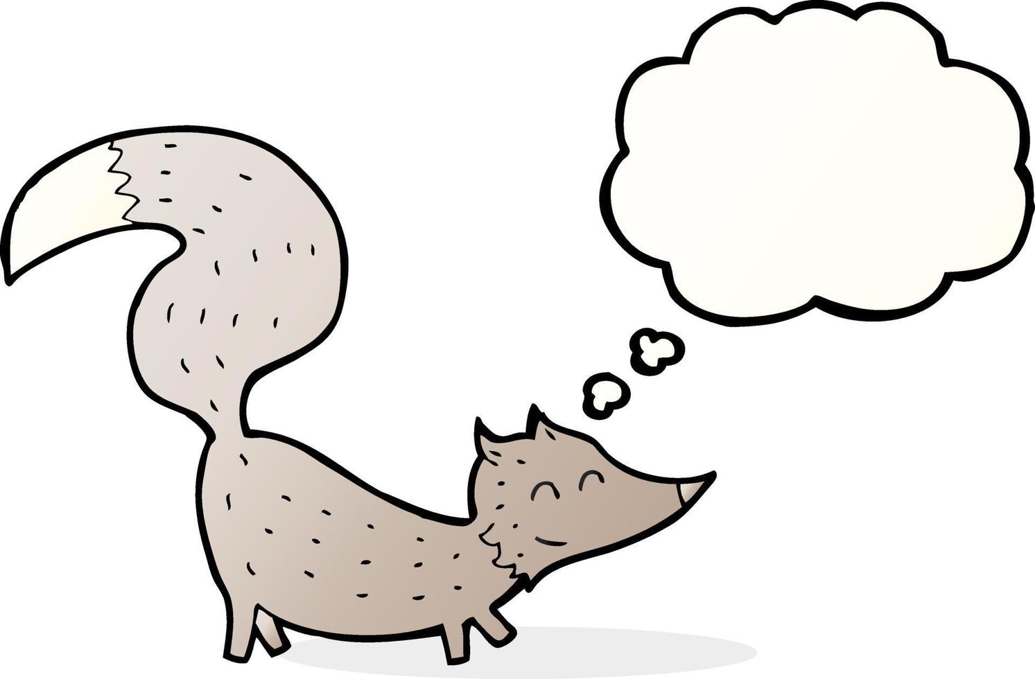 dessin animé petit loup avec bulle de pensée vecteur