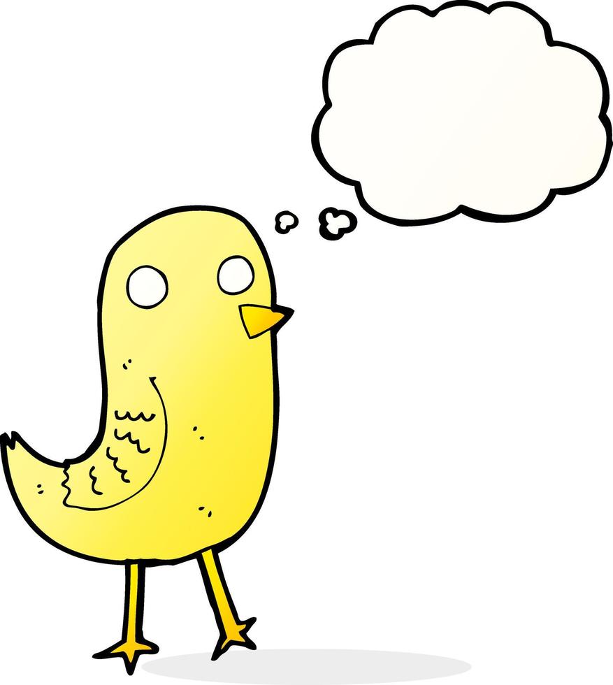 oiseau drôle de bande dessinée avec bulle de pensée vecteur