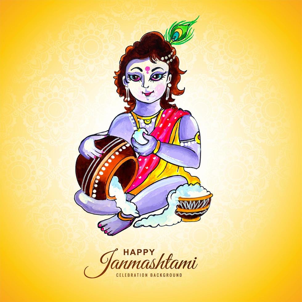 joyeux krishna janmashtami festival salutation vecteur