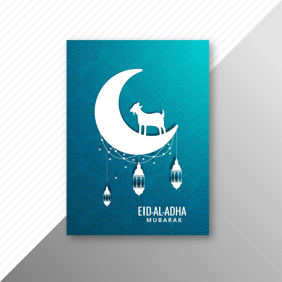 carte traditionnelle eid al adha mubarak avec chèvre et lune vecteur