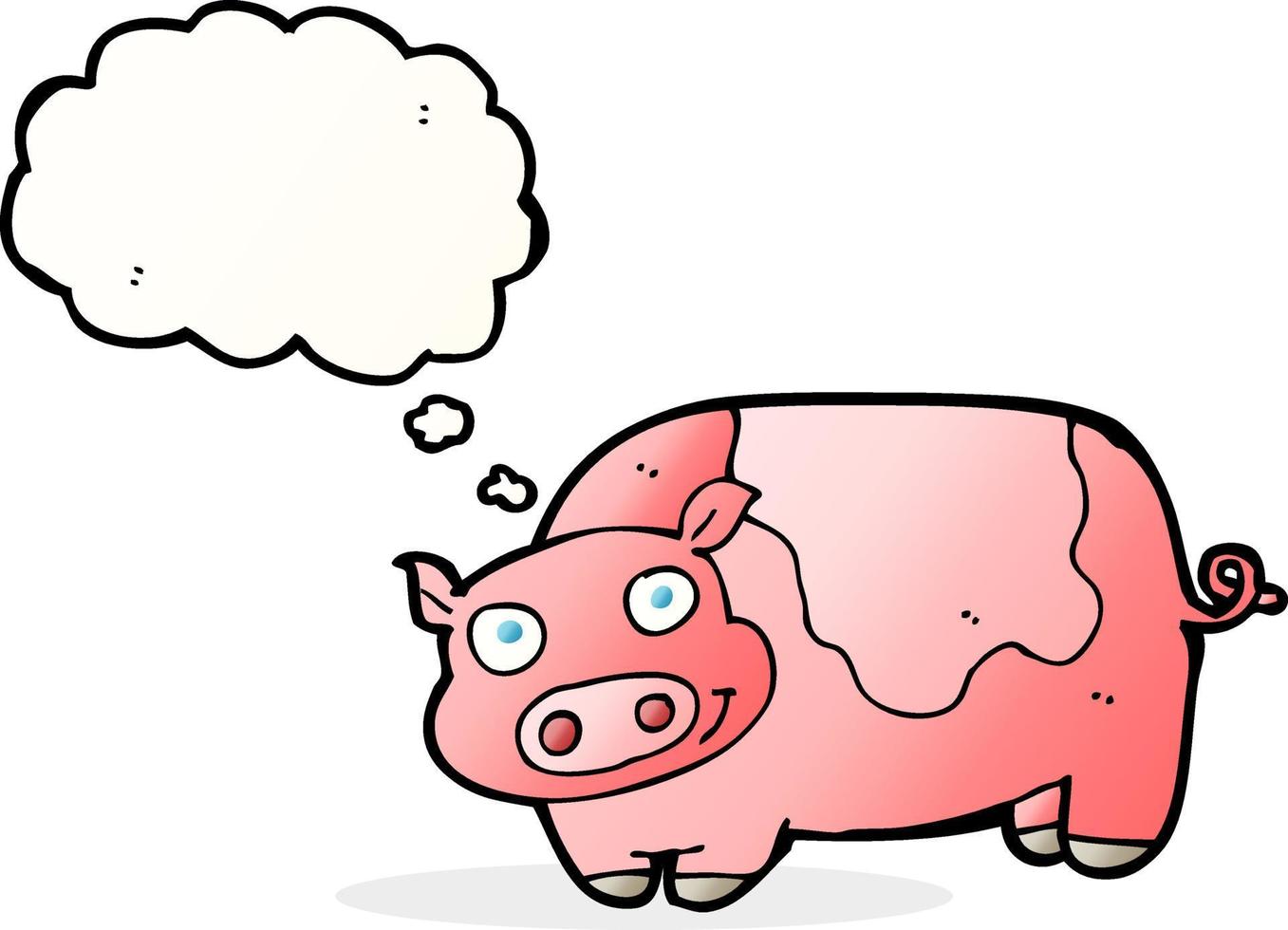 dessin animé cochon avec bulle de pensée vecteur
