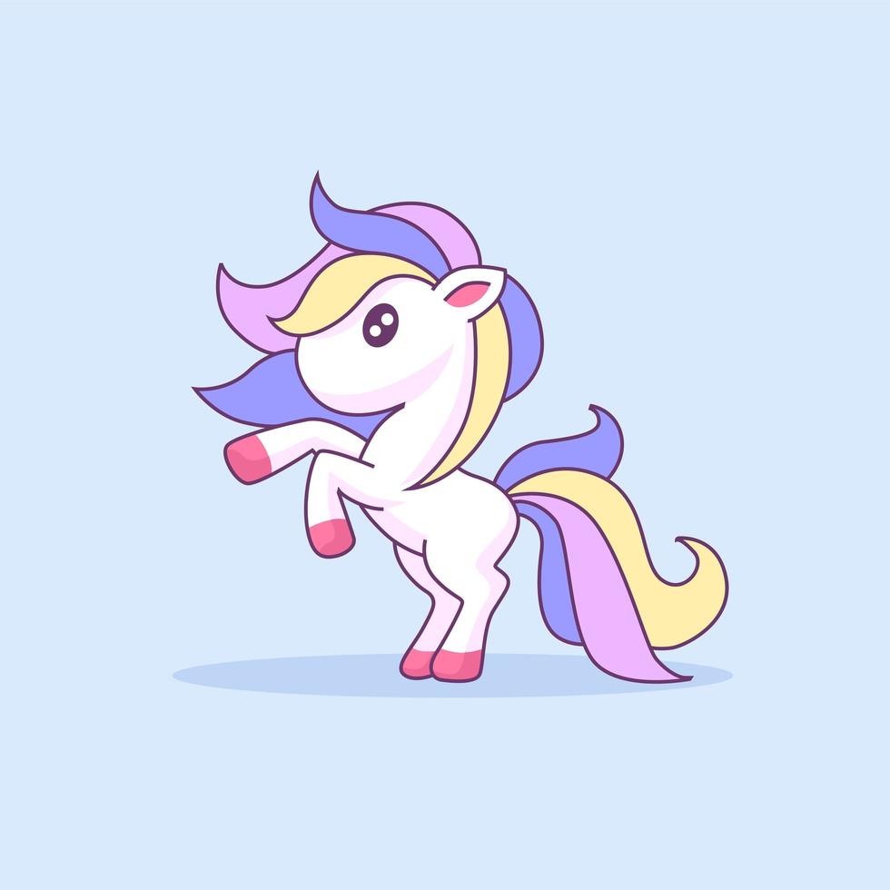 dessin animé mignon licorne avec crinière colorée vecteur