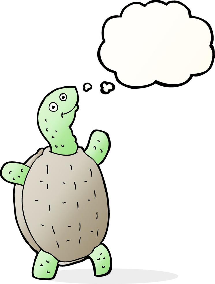 tortue heureuse de dessin animé avec bulle de pensée vecteur