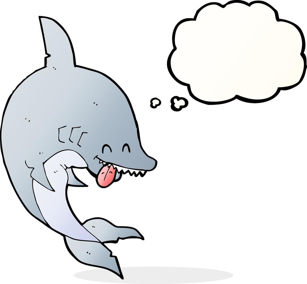 requin drôle de bande dessinée avec bulle de pensée vecteur