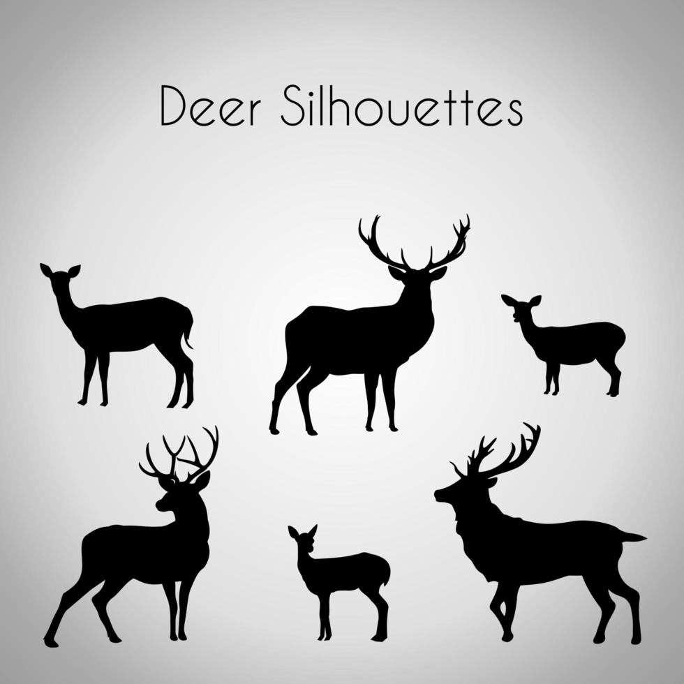 paquet de silhouettes de cerfs vecteur