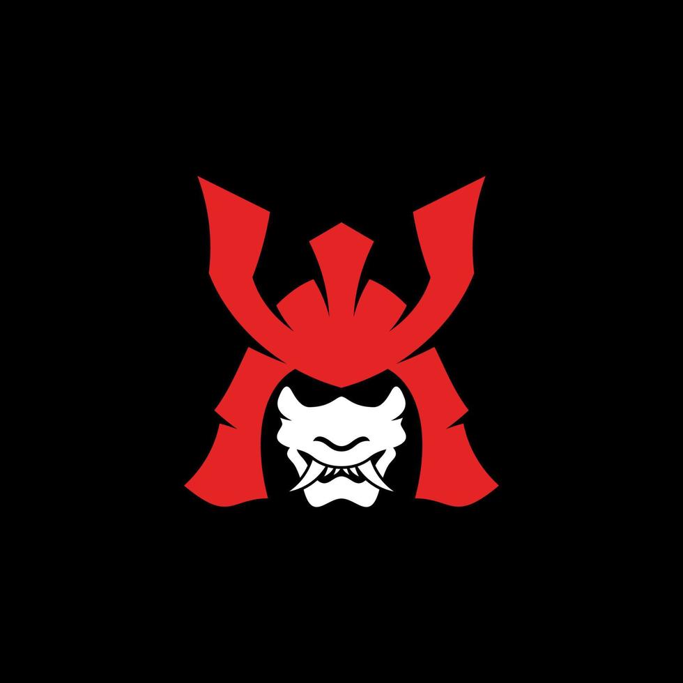 vecteur de conception de logo de tête de samouraï. modèle de logo de guerrier samouraï