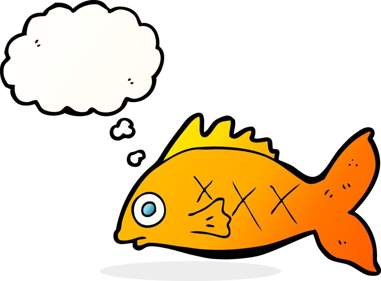 poisson dessin animé avec bulle de pensée vecteur