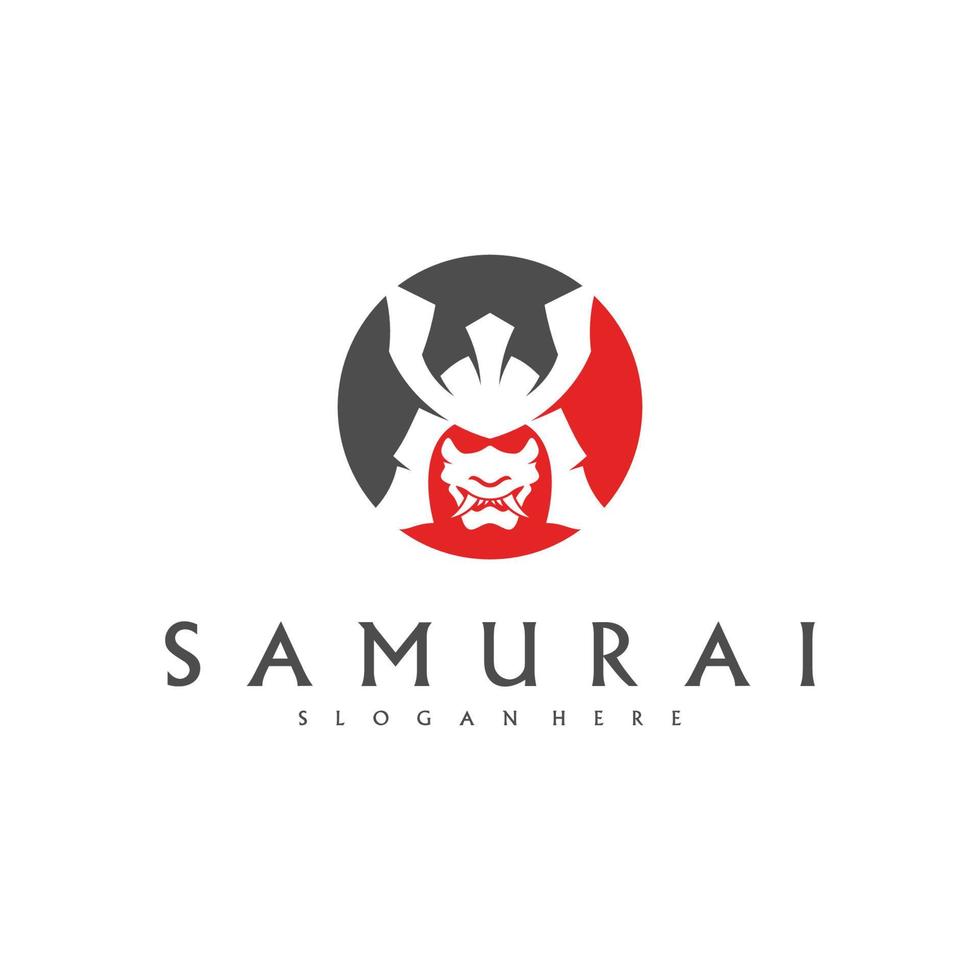 vecteur de conception de logo de tête de samouraï. modèle de logo de guerrier samouraï