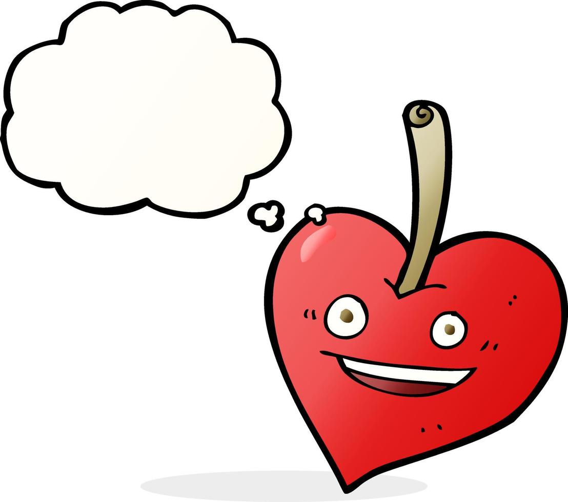 dessin animé amour coeur pomme avec bulle de pensée vecteur