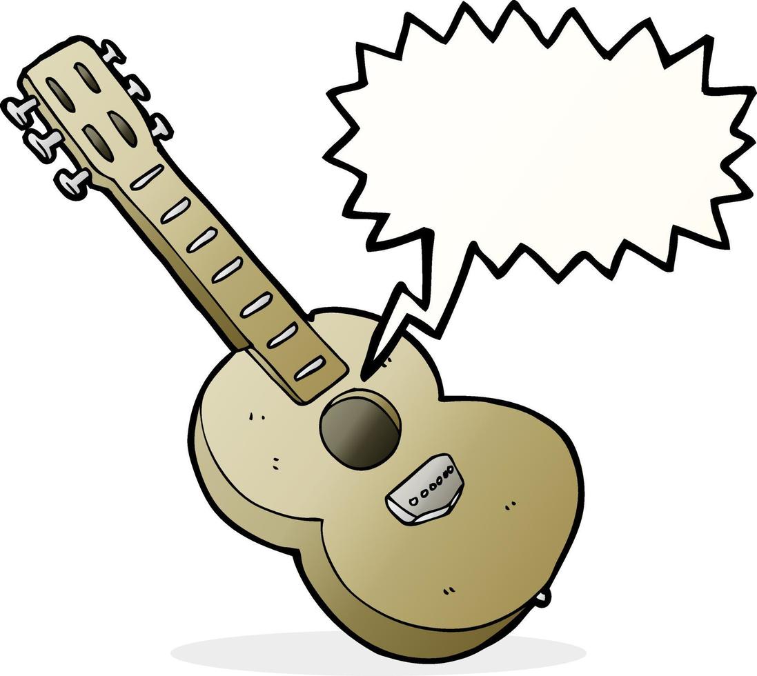 guitare de dessin animé avec bulle de pensée vecteur