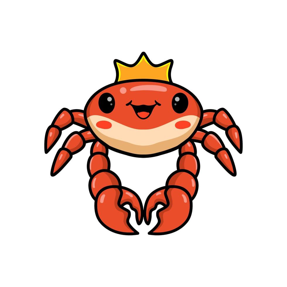 dessin animé mignon petit roi crabe vecteur