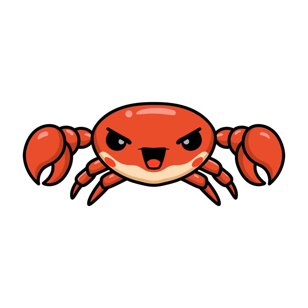 dessin animé mignon petit crabe orange en colère vecteur