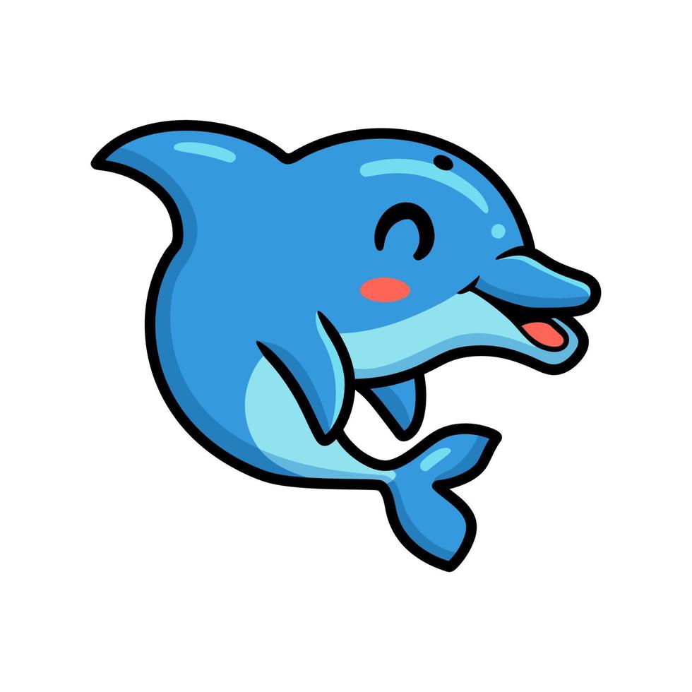 mignon petit dessin animé de dauphin nageant vecteur