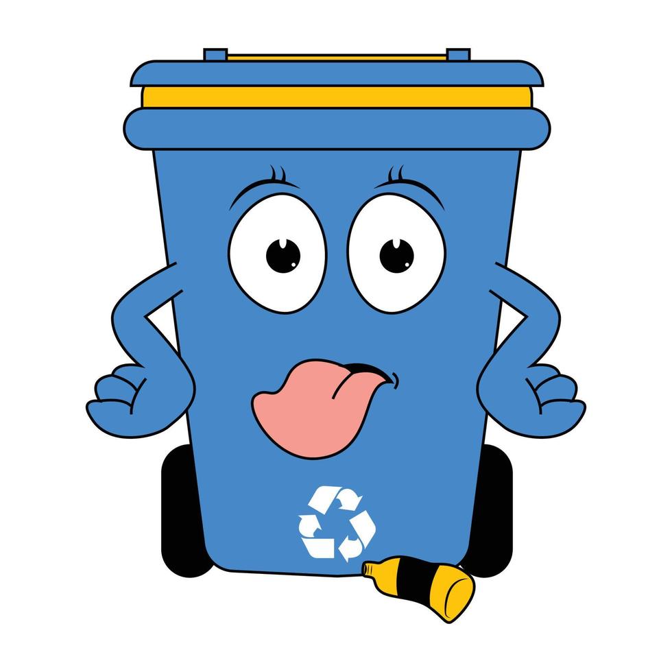 illustration de dessin animé mignon bac de recyclage vecteur