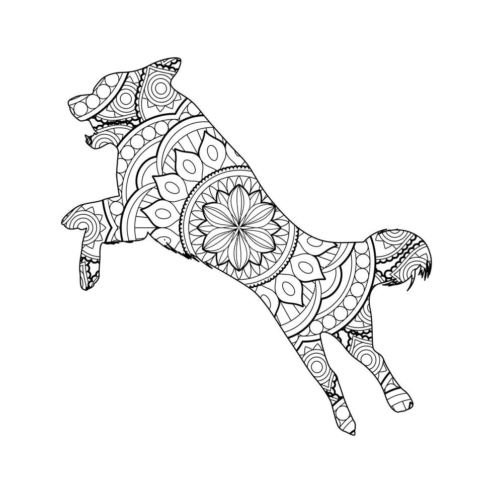 mignon chien mandala coloriage illustration vectorielle conception d'art en ligne pour les enfants et les adultes. vecteur