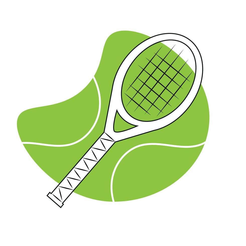 raquette de tennis avec élément de fond vert comme une balle vecteur
